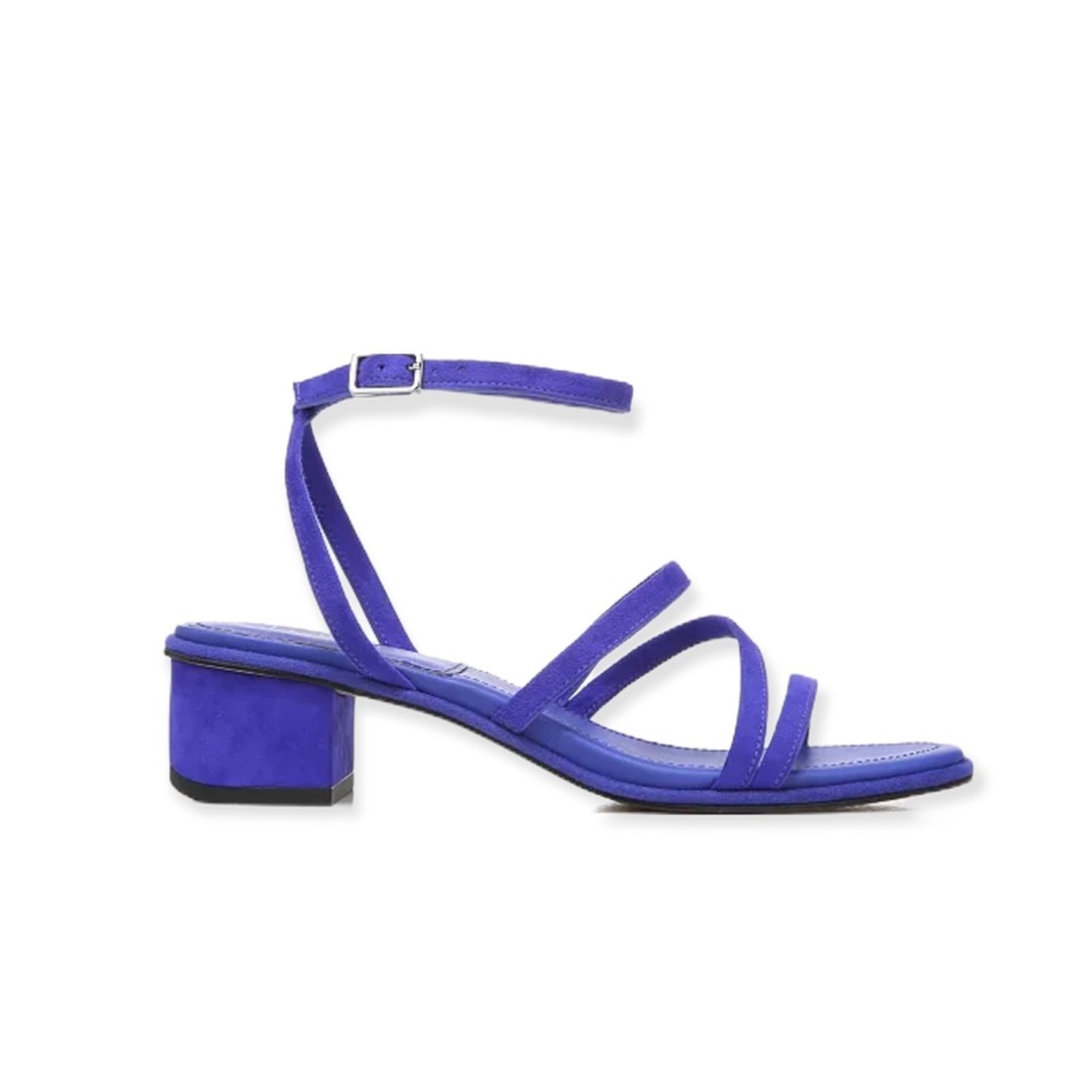 Franco Sarto “Amalfi” Strappy Blue Suede Sandals, Size 6